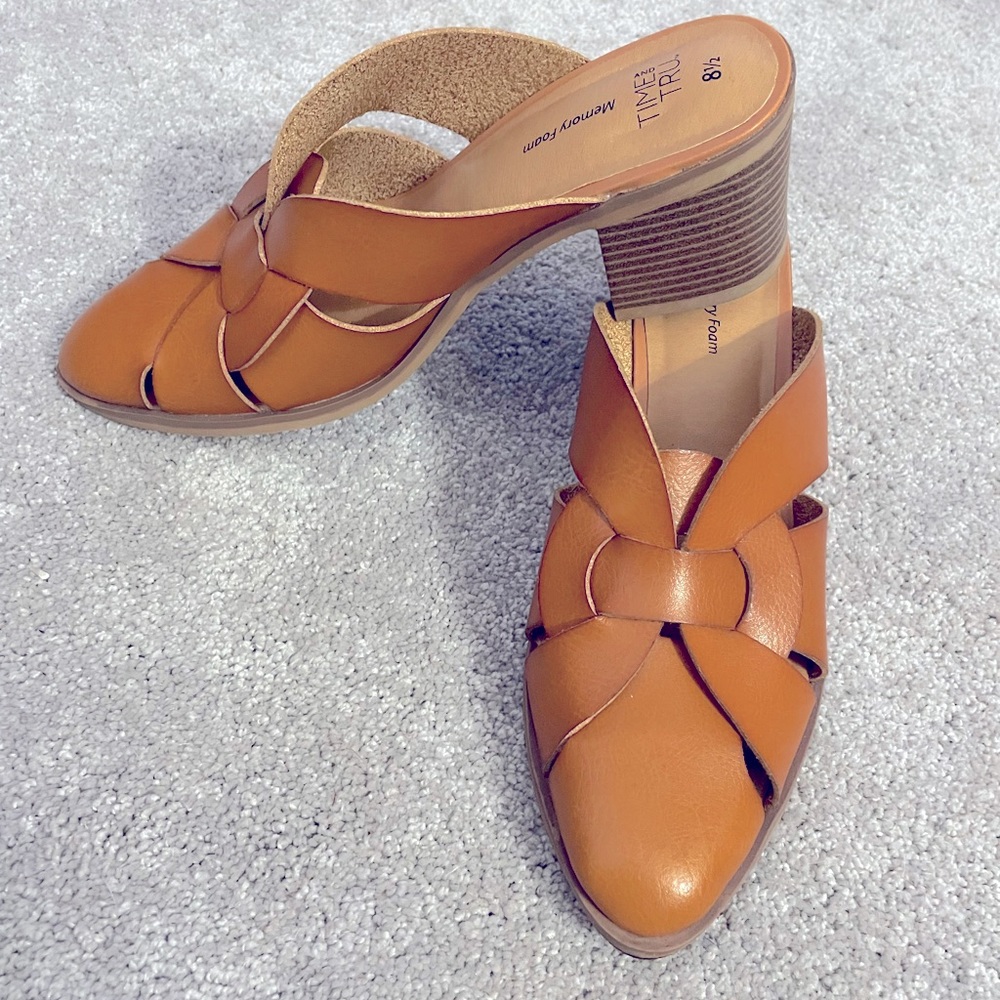 Cognac leather mules size 8.5